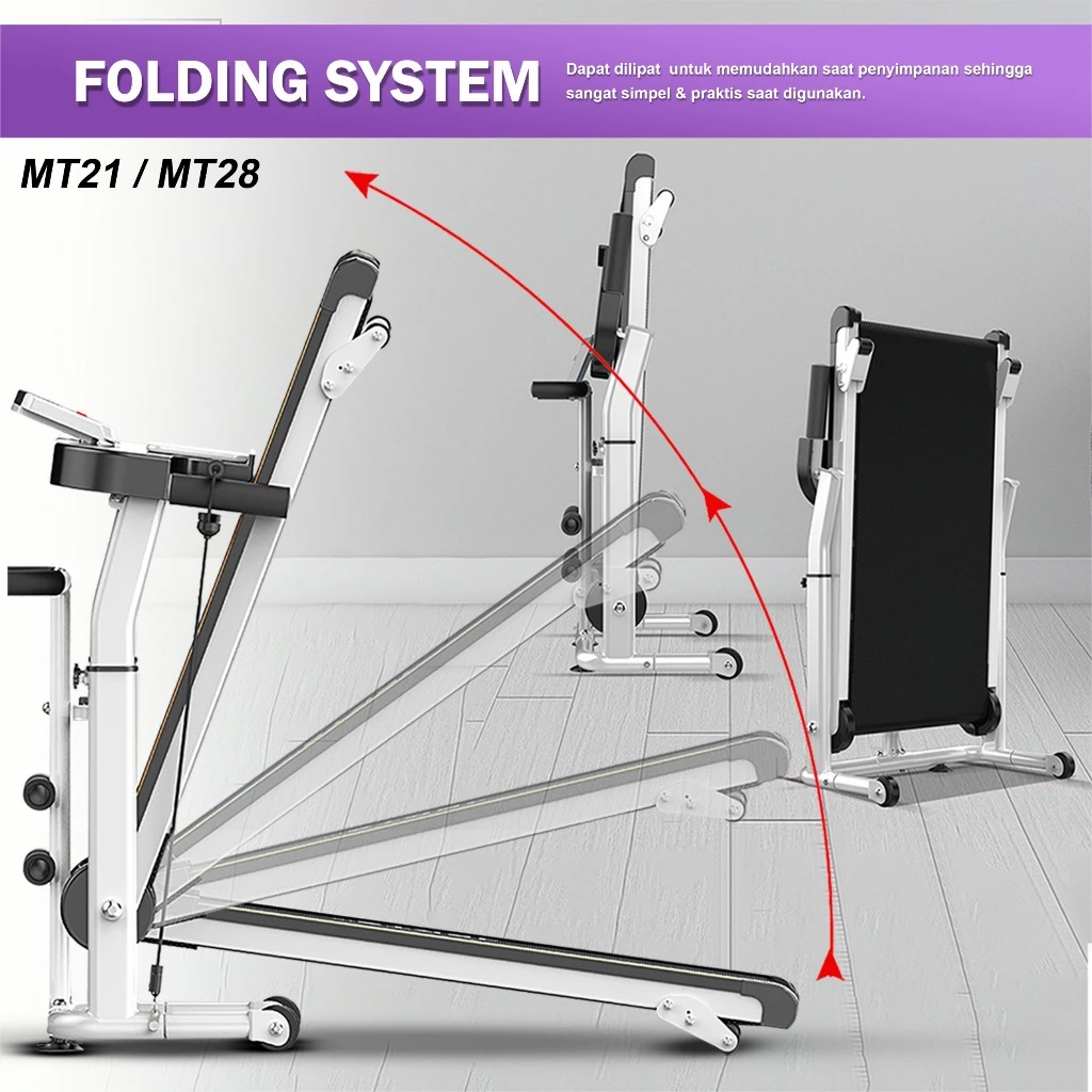 TWEN MT28 Putih Treadmill Manual Tanpa Listrik Gambar produk 5