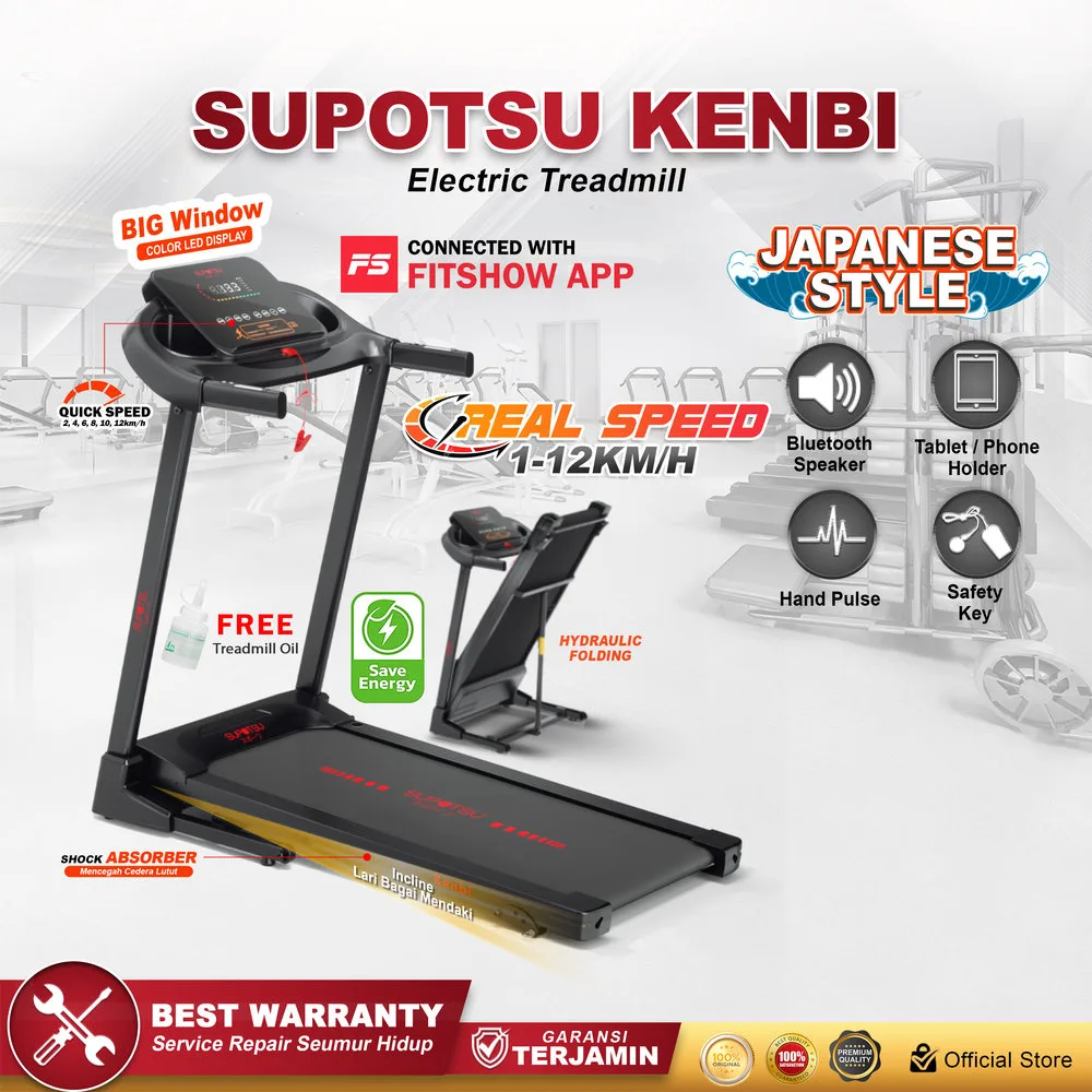 SUPOTSU Kenbi Hitam Treadmill Listrik