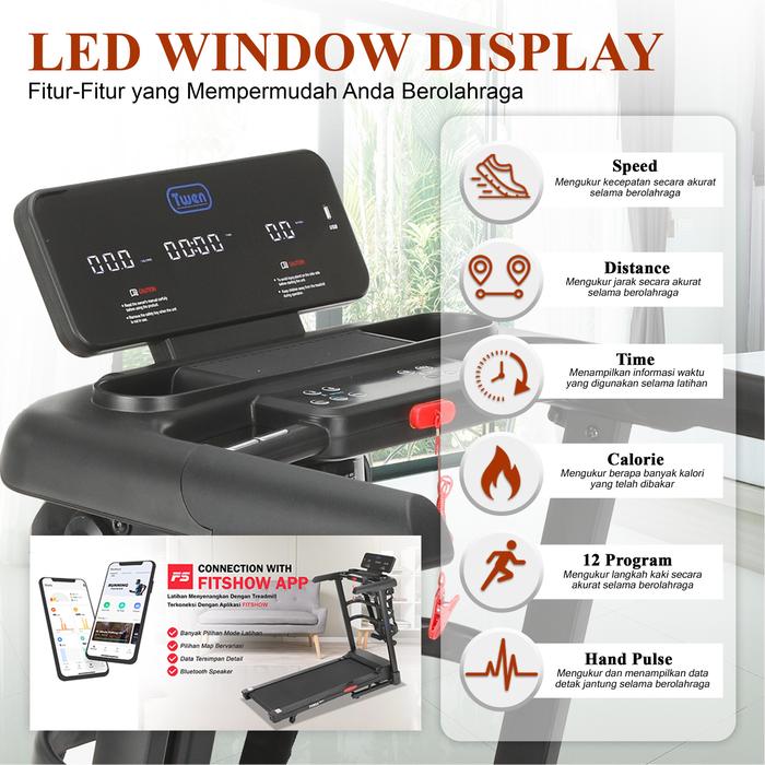 TWEN T695MT Treadmill Listrik Multifungsi Gambar produk 2