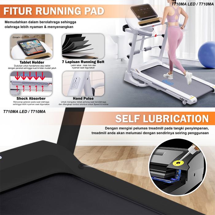 TWEN T7010MA LED Putih Treadmill Listrik Multifungsi Gambar produk 4