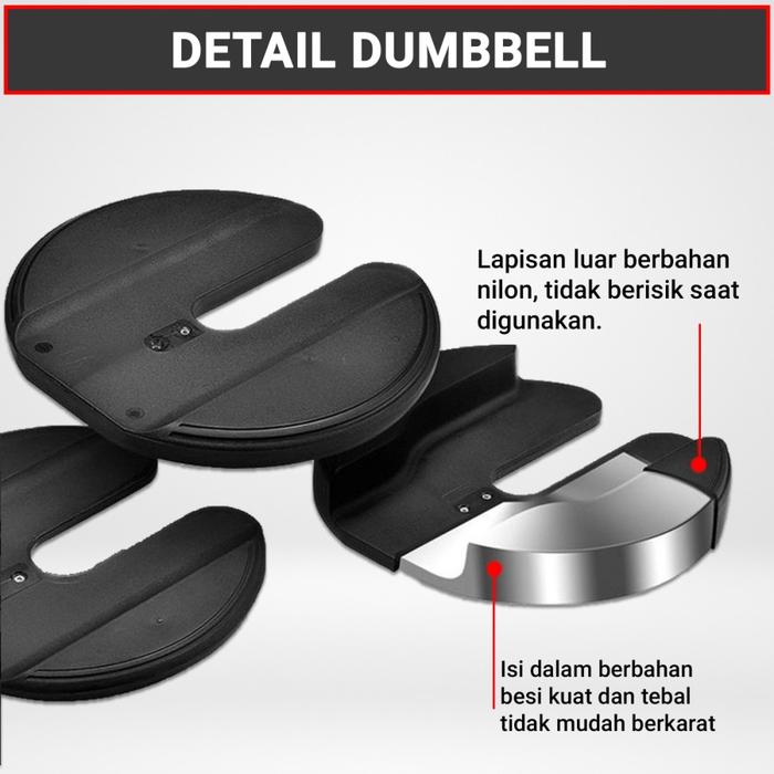 Twen Adjustable Dumbbell Set 24kg Alat Fitness Gambar produk 2