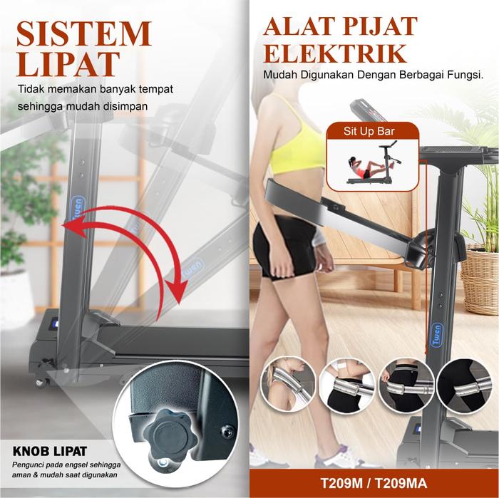 TWEN T209M Treadmil Listrik Multifungsi Gambar produk 7