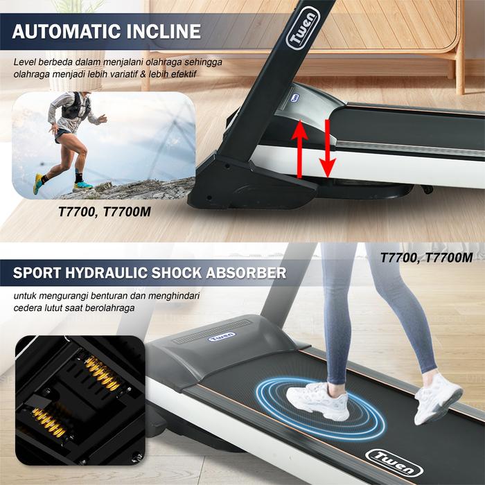 TWEN T7700M Treadmill Listrik Multifungsi Gambar produk 6