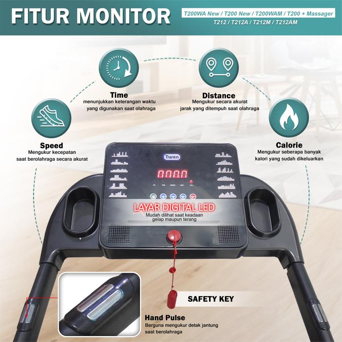 TWEN T212Real Treadmil Listrik Gambar produk 2