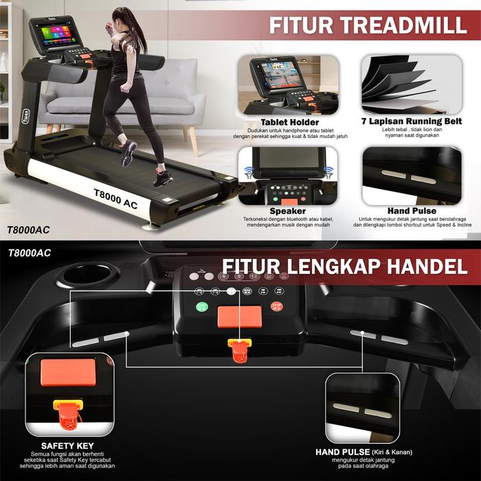 TWEN T8000AC Treadmill Listrik Multifungsi Gambar produk 3