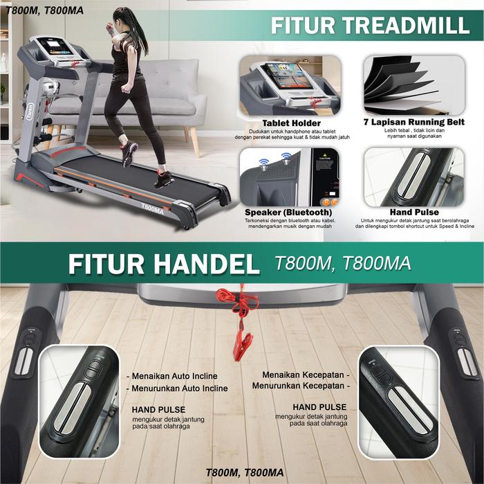 TWEN T800MA Treadmill Listrik Multifungsi Gambar produk 4