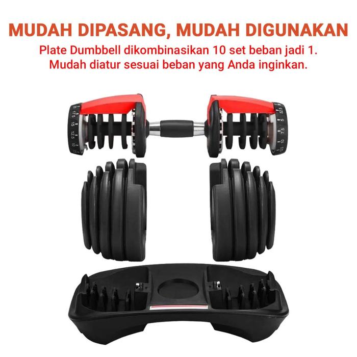 Twen Adjustable Dumbbell Set 24kg Alat Fitness Gambar produk 4