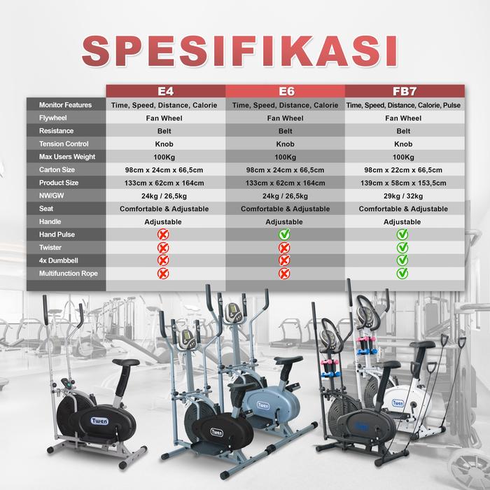 Twen E6 Silver Orbitrack Tracer Elliptical Bike Gambar produk 7