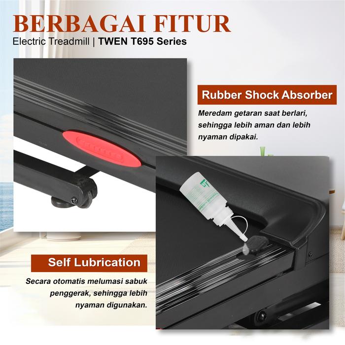 TWEN T695MT Treadmill Listrik Multifungsi Gambar produk 7