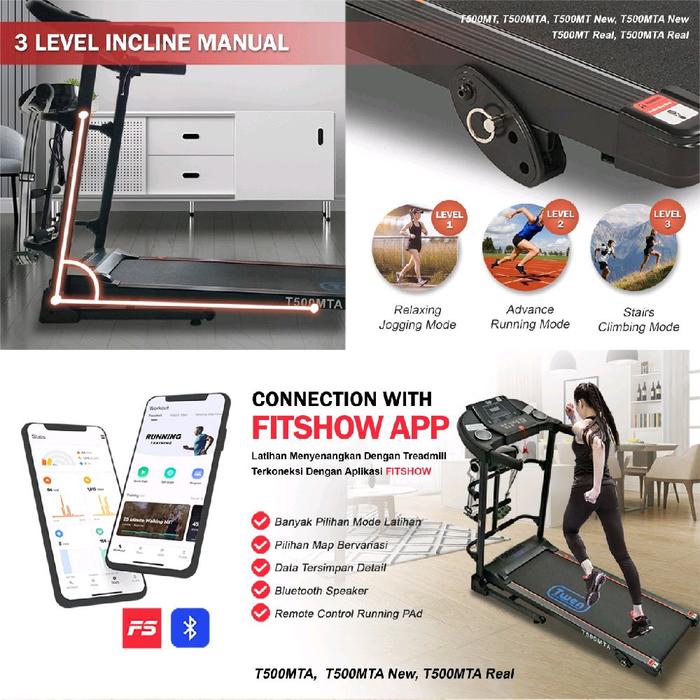 TWEN T500MTA Real Treadmill Listrik Multifungsi Gambar produk 3