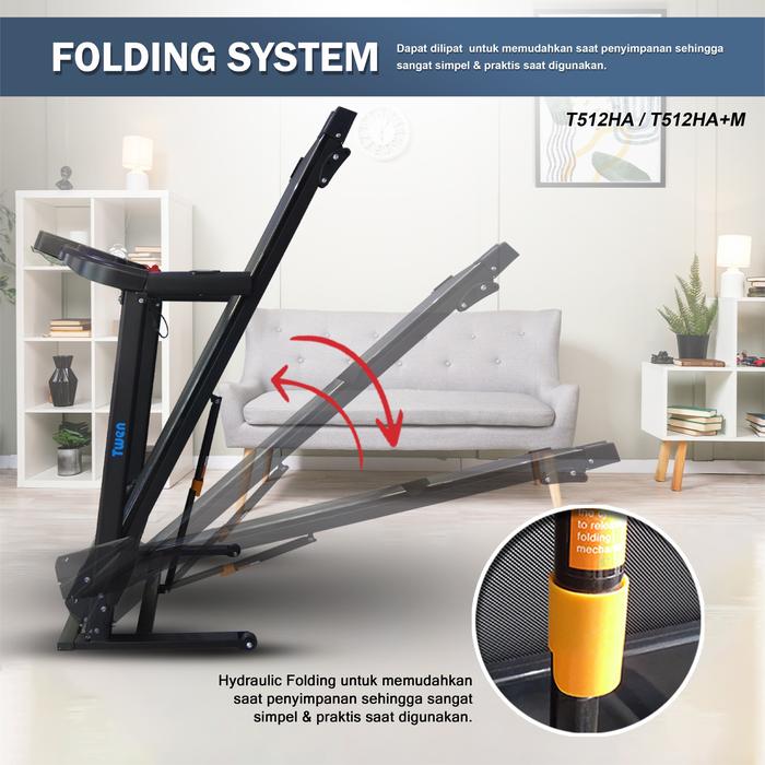 TWEN T512HA+M Treadmill Listrik Multifungsi Gambar produk 3