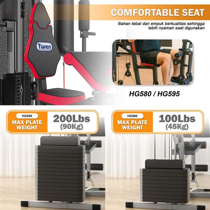TWEN HG595 Alat Fitness Home Gym 3 Sisi Gambar produk 4