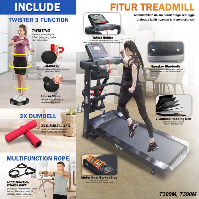TWEN T390M New Treadmill Listrik Multifungsi Gambar produk 5