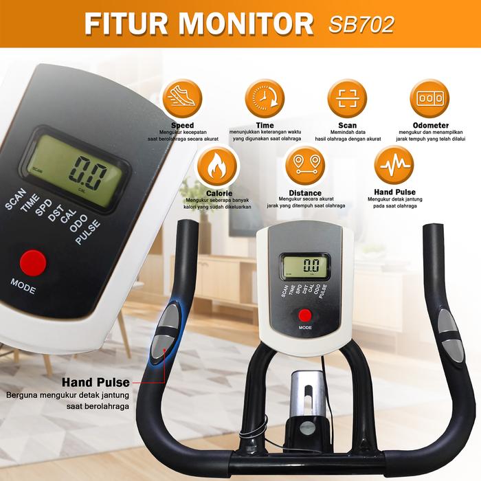Twen SB701 Blue + App Spinning Bike Gambar produk 5