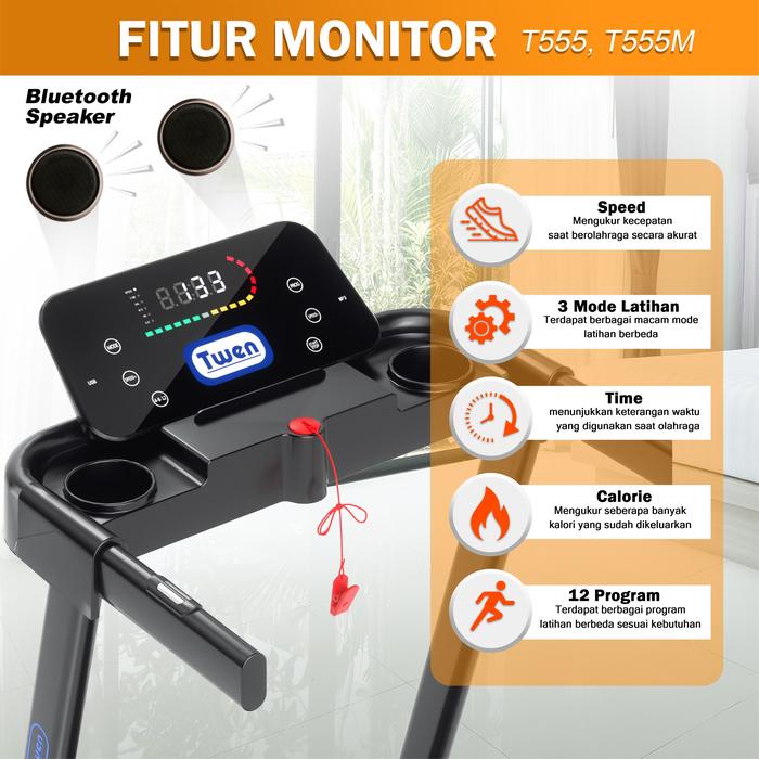 TWEN T555 Treadmill Listrik Gambar produk 2