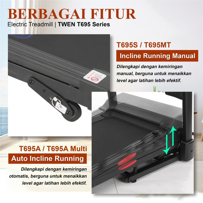 TWEN T695MT Treadmill Listrik Multifungsi Gambar produk 6