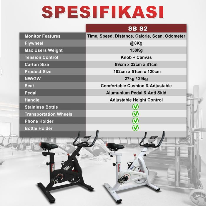 Twen S2 White + App Spin Bike Gambar produk 7