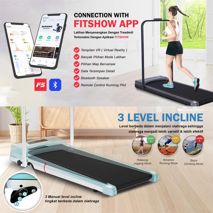 TWEN RP9HPro Sky Blue Running Pad Treadmill Listrik Gambar produk 3