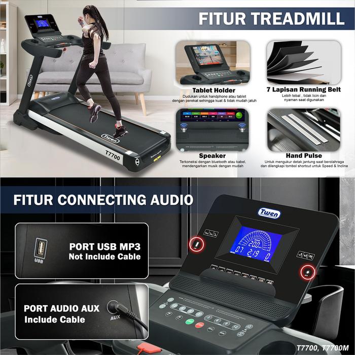 TWEN T7700M Treadmill Listrik Multifungsi Gambar produk 3