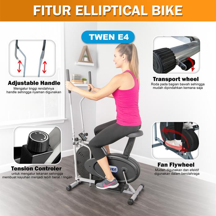Twen FB7 Black Elliptical Bike Tracer Cross Trainer Orbitrack Alat Fitness - FB7 NEW Gambar produk 6