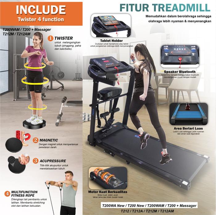 TWEN T200New+M Treadmil Listrik Multifungsi Gambar produk 5