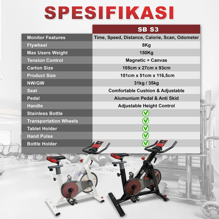Twen S3 Black Spin Bike Gambar produk 7