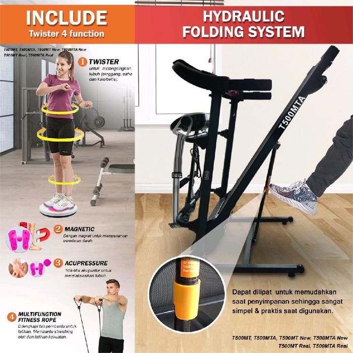 TWEN T500MTA Real Treadmill Listrik Multifungsi Gambar produk 5