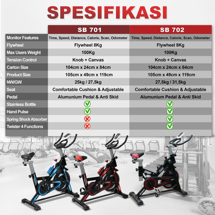 Twen SB702 + App Spinning Bike Gambar produk 7