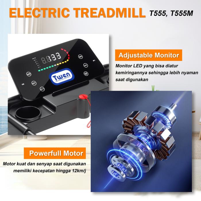TWEN T555 Treadmill Listrik Gambar produk 4