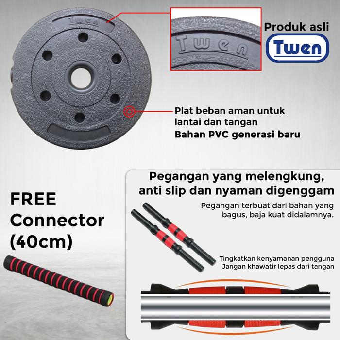 TWEN Dumbbell Set 20kg Kettlebell Gambar produk 5