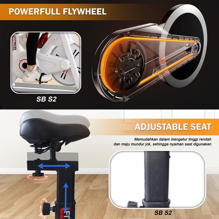 Twen S2 White + App Spin Bike Gambar produk 6