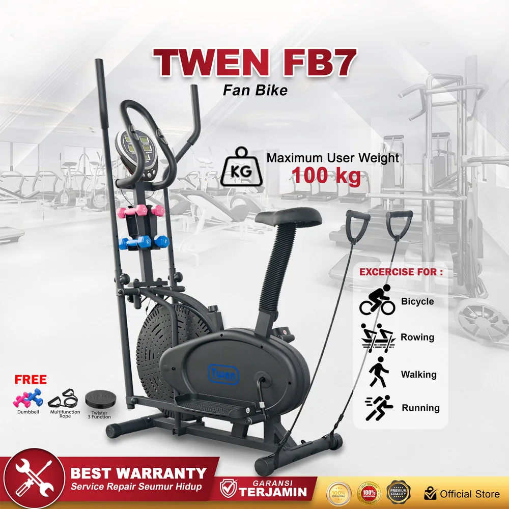 Twen FB7 Black Elliptical Bike Tracer Cross Trainer Orbitrack Alat Fitness - FB7 NEW