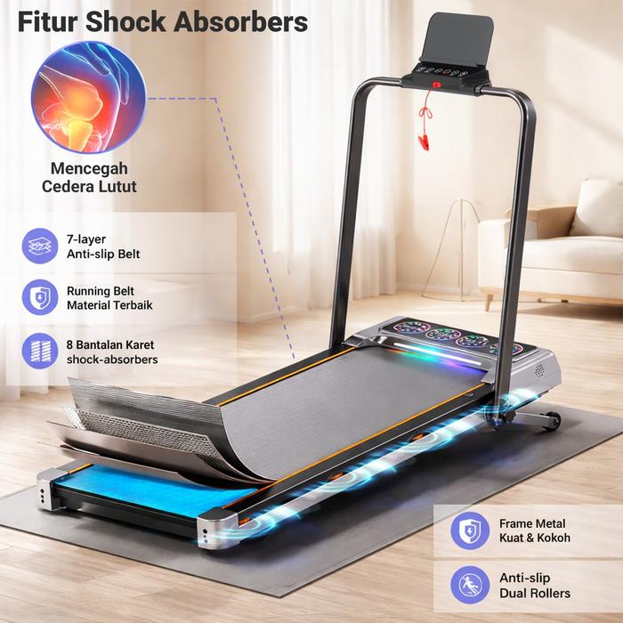TWEN RPA8 Hitam Running Pad Treadmill Listrik Gambar produk 4