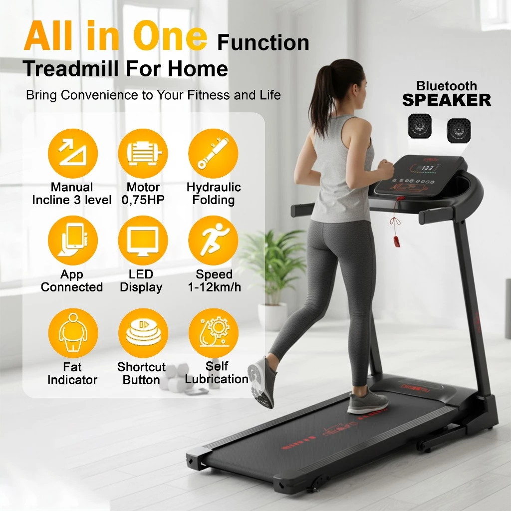 SUPOTSU Kenbi Black Multi Treadmill Listrik Gambar produk 5
