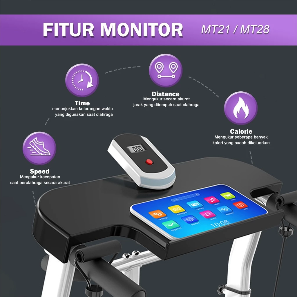 TWEN MT21 Putih Treadmill Manual Tanpa Listrik Gambar produk 2