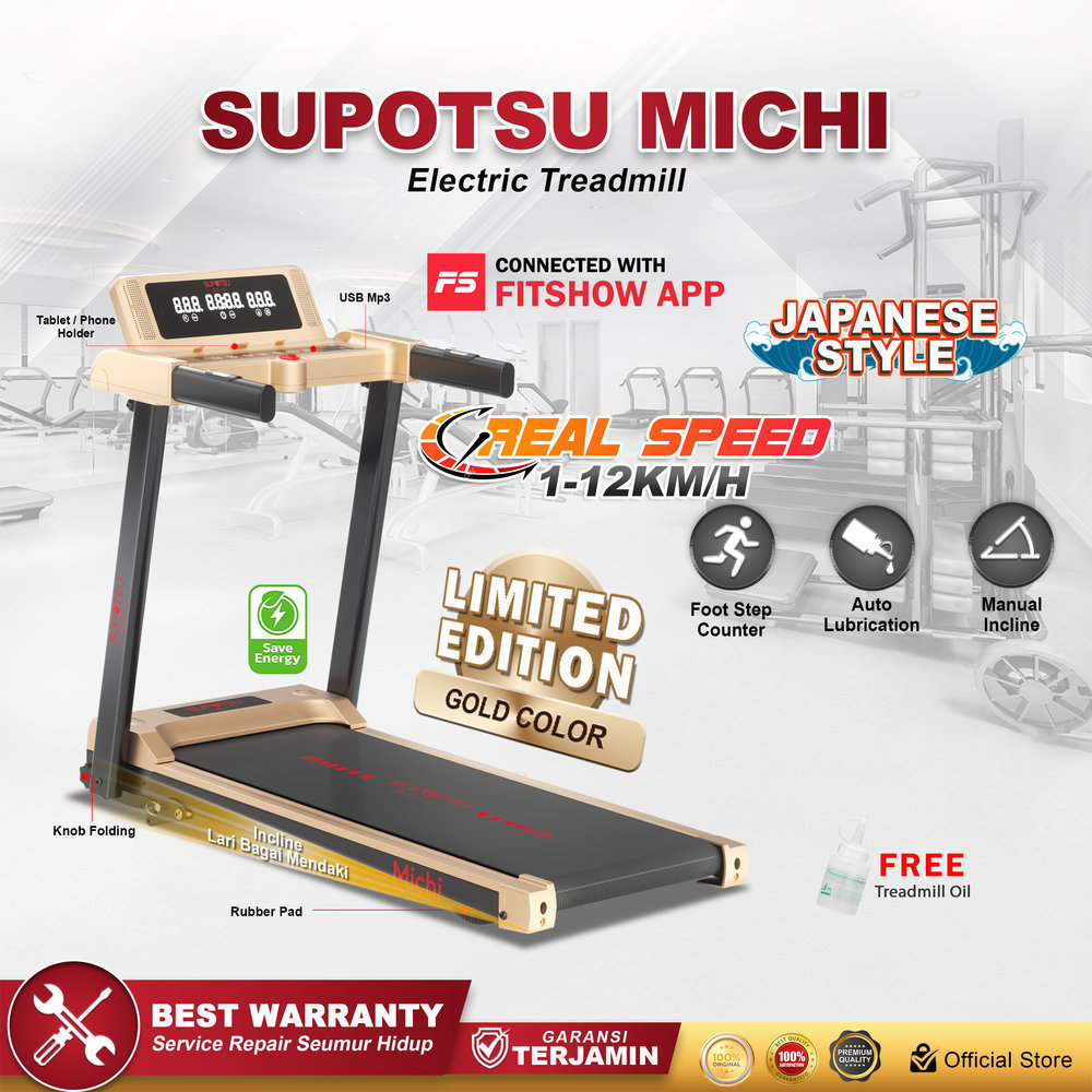 SUPOTSU Michi Gold Treadmill Listrik