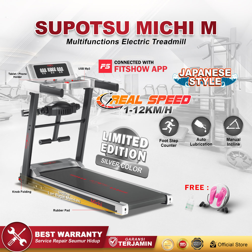 SUPOTSU Michi Silver Multi Treadmill Listrik