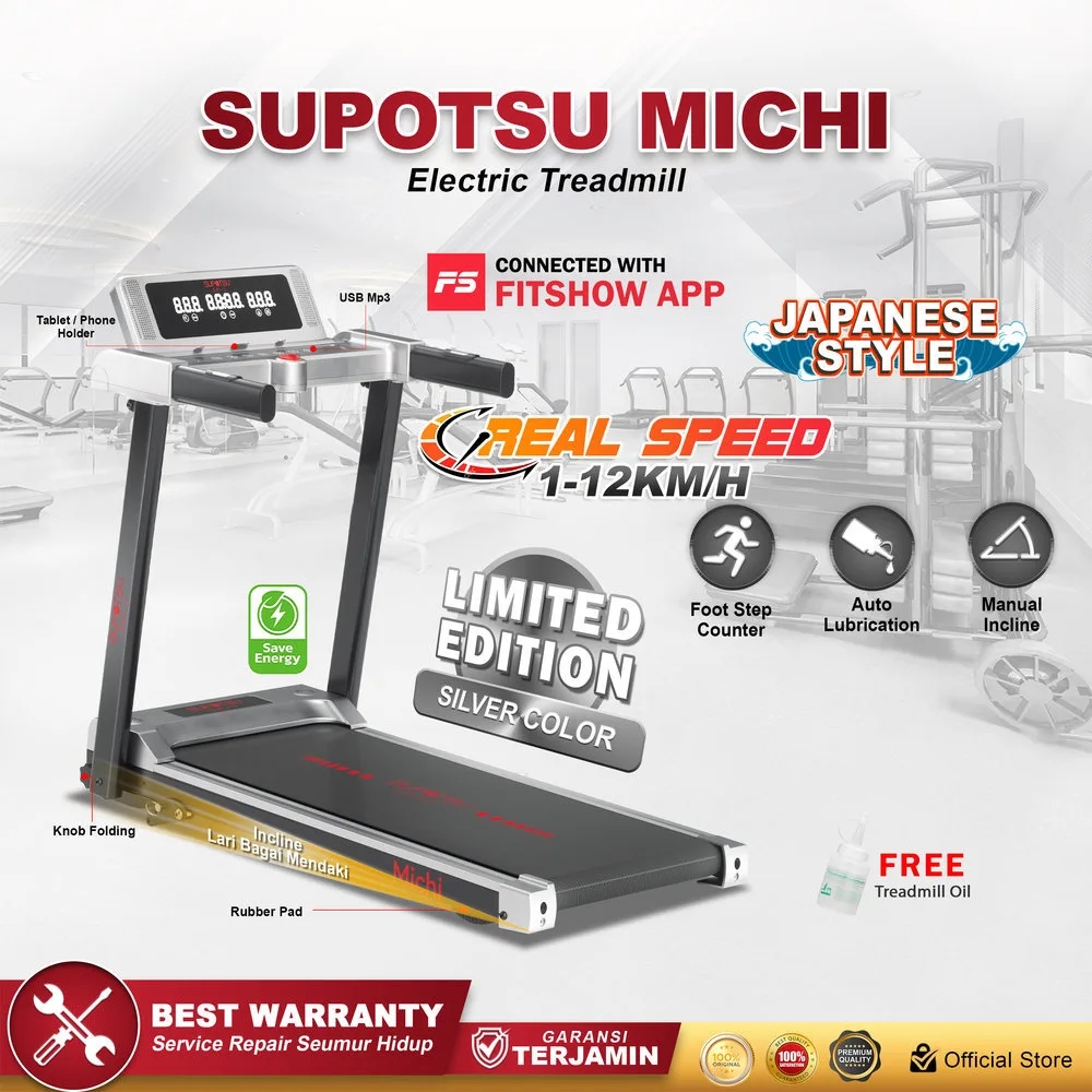 SUPOTSU Michi Silver Treadmill Listrik