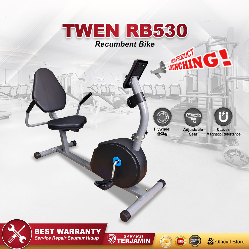 TWEN RB530 Alat Fitness Sepeda Statis Magnetic Recumbent Bike - RB530