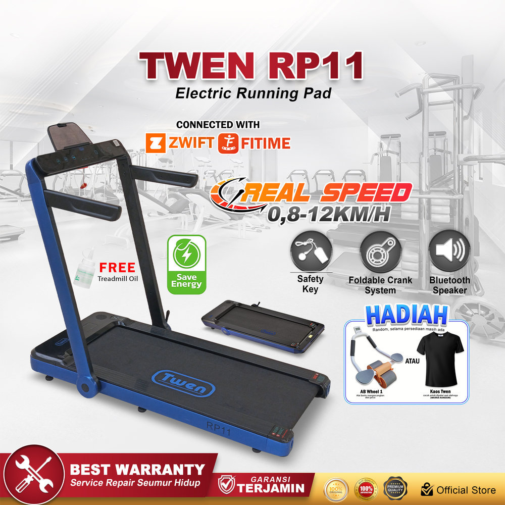 TWEN RP11 Biru Running Pad Treadmill Listrik