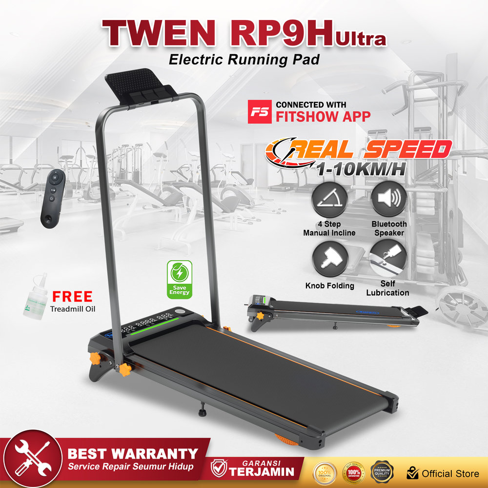 TWEN RP9H Ultra Hitam Running Pad Treadmill Listrik