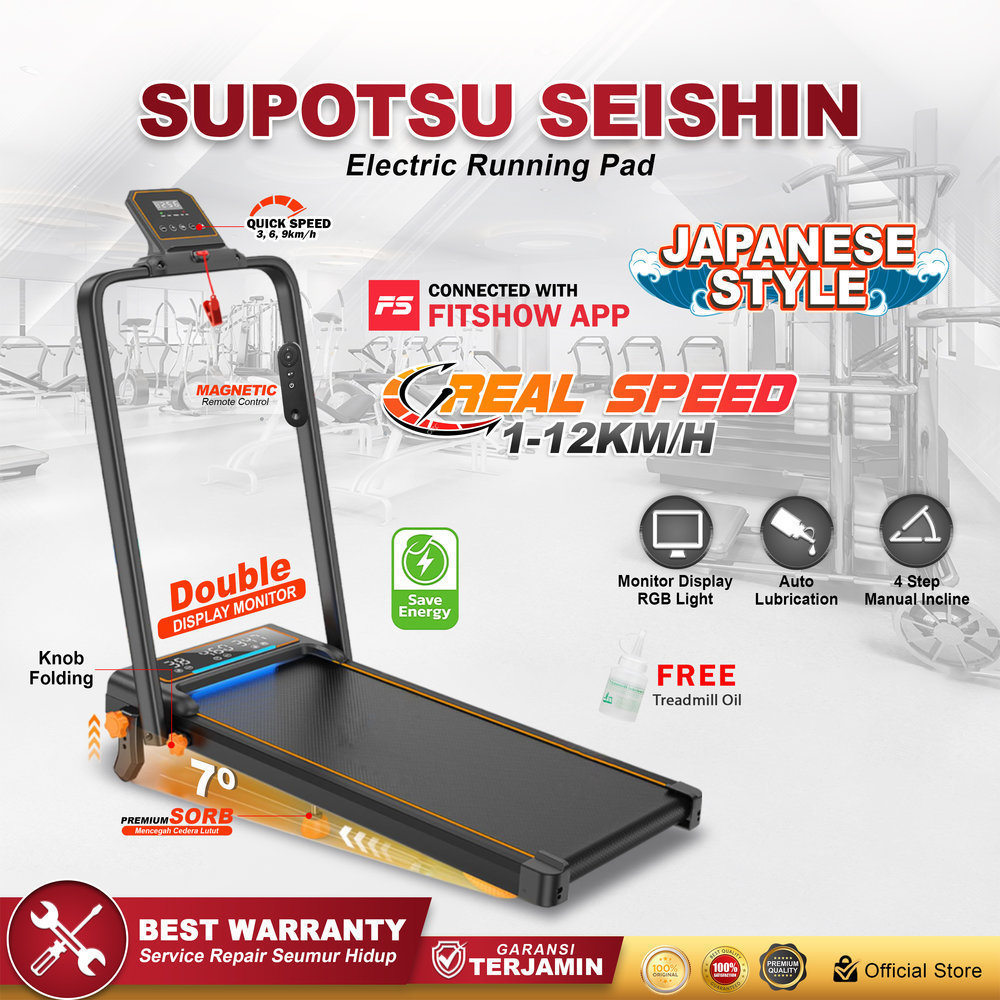 SUPOTSU Seishin Black Treadmill Listrik
