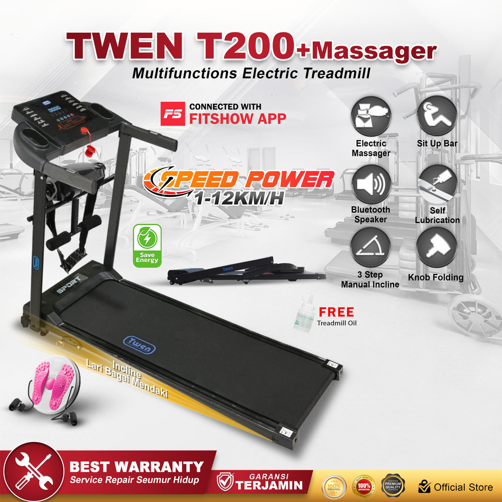 TWEN T200New+M Treadmil Listrik Multifungsi