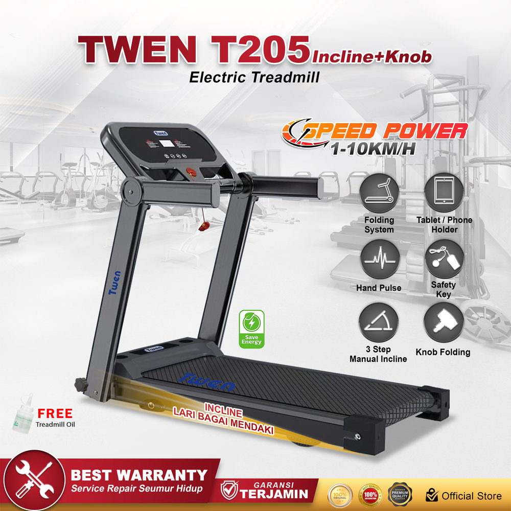 TWEN T208Incline+Knob Treadmil Listrik