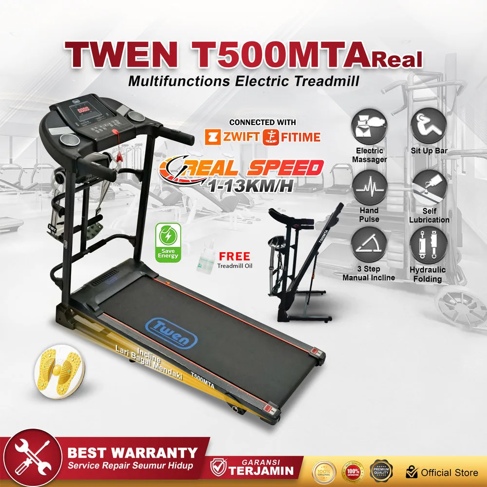 TWEN T500MTA Real Treadmill Listrik Multifungsi