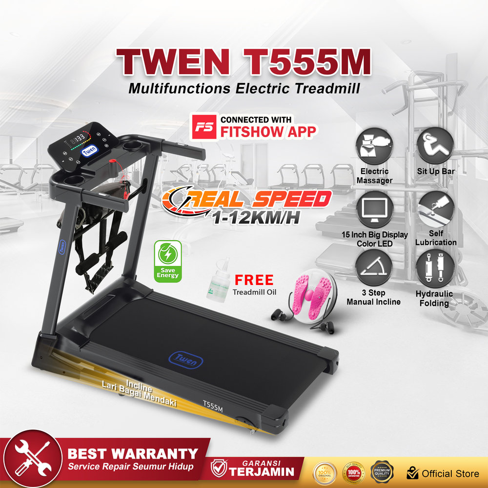 TWEN T555 Multi Treadmill Listrik Multifungsi