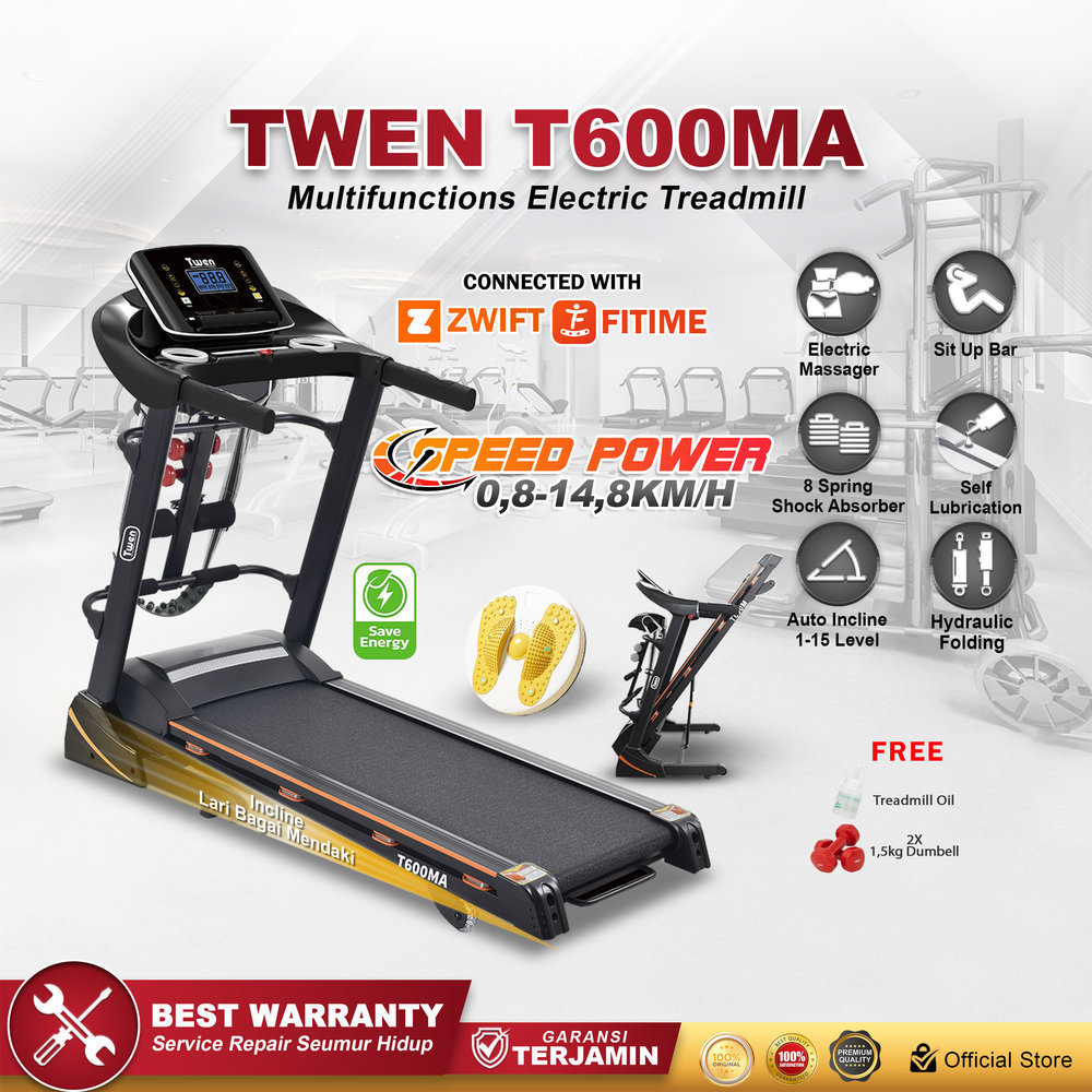 TWEN T600MA Treadmil Listrik Multifungsi