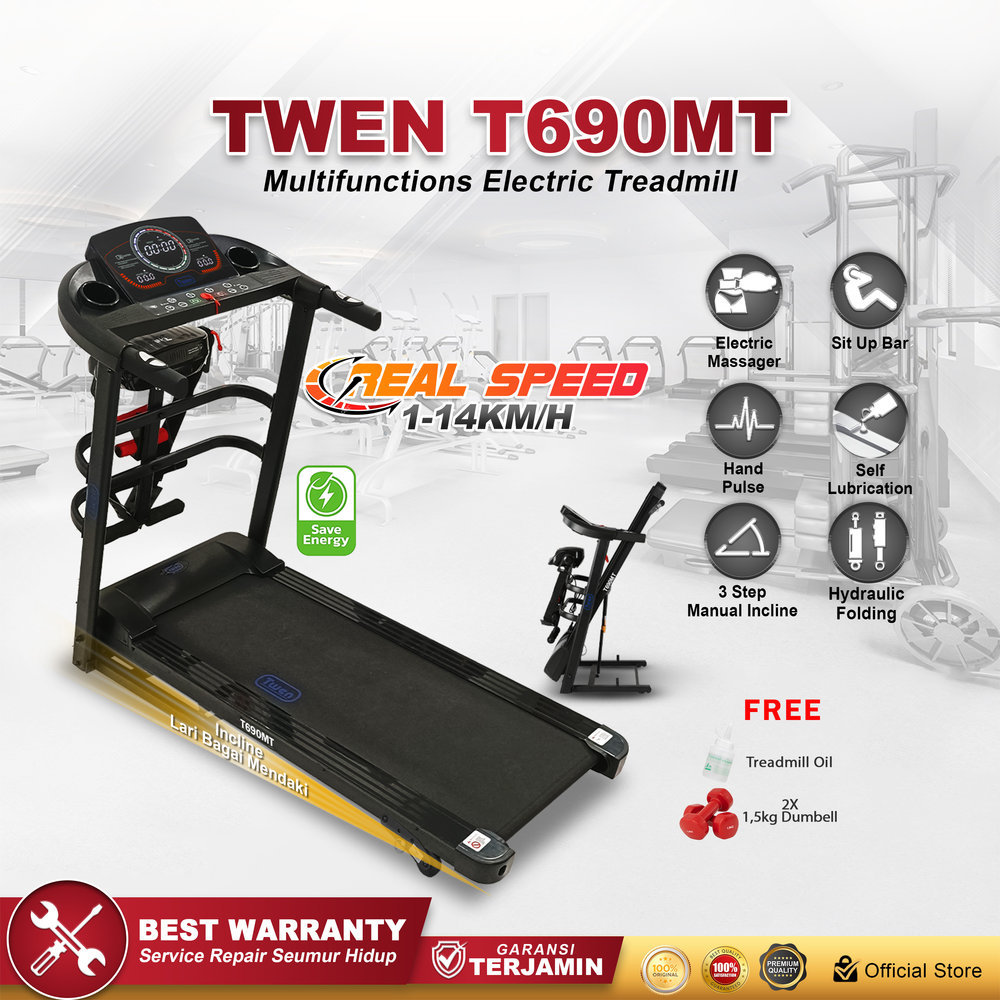 TWEN T690MT Treadmill Listrik Multifungsi