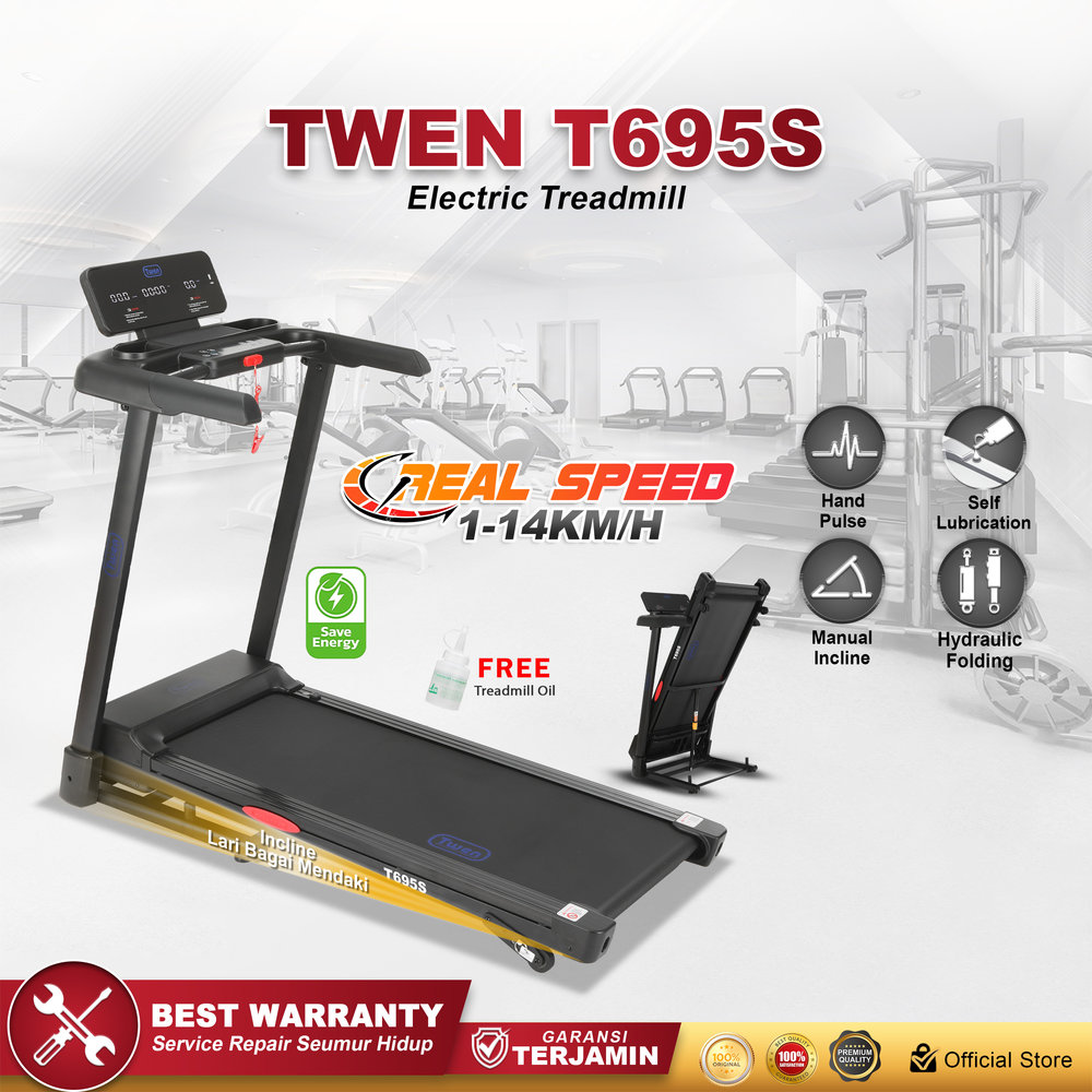 TWEN T695S Treadmill Listrik Multifungsi