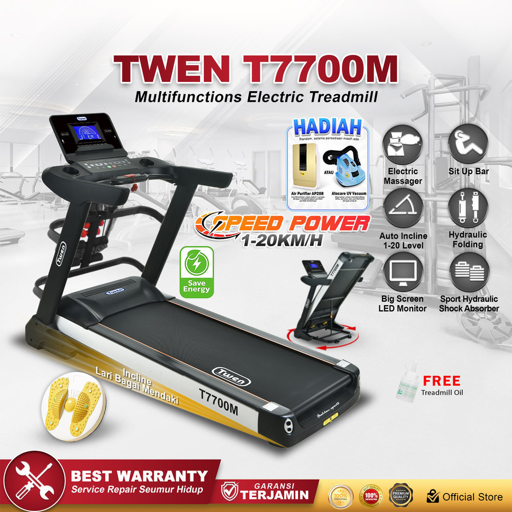 TWEN T7700M Treadmill Listrik Multifungsi